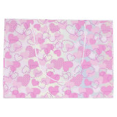 Moderne Monogram Naam op Paarse Roze Witte Harten Groot Cadeauzakje (Achterkant)