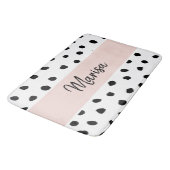 Moderne monogram naam | Pastel Roze en Zwarte Stip Badmat (Gekanteld)