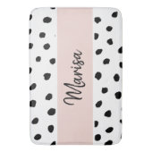 Moderne monogram naam | Pastel Roze en Zwarte Stip Badmat (Voorkant Verticaal)