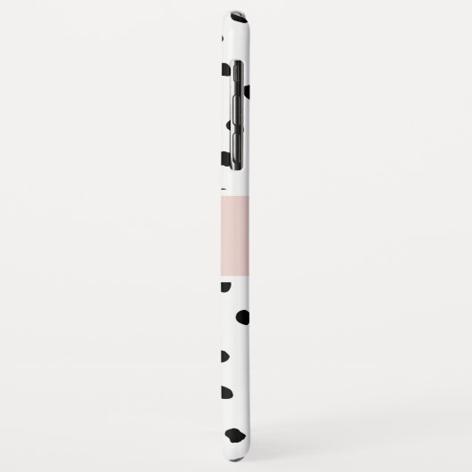 Moderne monogram naam | Pastel Roze en Zwarte Stip Case-Mate iPhone Case (Achterkant/links)