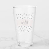 Moderne monogram naam | Pastel Roze en Zwarte Stip Glas (Achterkant)