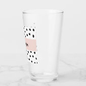 Moderne monogram naam | Pastel Roze en Zwarte Stip Glas (Links)