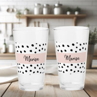Moderne monogram naam | Pastel Roze en Zwarte Stip