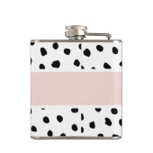 Moderne monogram naam | Pastel Roze en Zwarte Stip Heupfles (Achterkant)