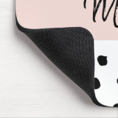 Moderne monogram naam | Pastel Roze en Zwarte Stip Muismat (Hoek)