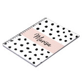 Moderne monogram naam | Pastel Roze en Zwarte Stip Notitieboek (Linkerzijde)