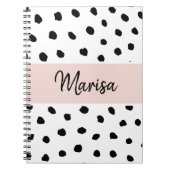 Moderne monogram naam | Pastel Roze en Zwarte Stip Notitieboek (Voorkant)