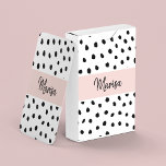 Moderne monogram naam | Pastel Roze en Zwarte Stip Pokerkaarten<br><div class="desc">Moderne monogram naam | Pastel Roze en Zwarte Stippen</div>