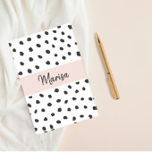 Moderne monogram naam | Pastel Roze en Zwarte Stip Post-it® Notes