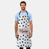 Moderne monogram naam | Pastel Roze en Zwarte Stip Schort (Gedragen)