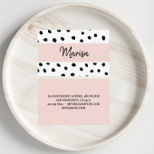 Moderne monogram naam | Pastel Roze en Zwarte Stip Visitekaartje