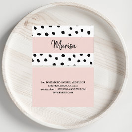 Moderne monogram naam | Pastel Roze en Zwarte Stip Visitekaartje