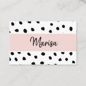 Moderne monogram naam | Pastel Roze en Zwarte Stip Visitekaartje (Voorkant)