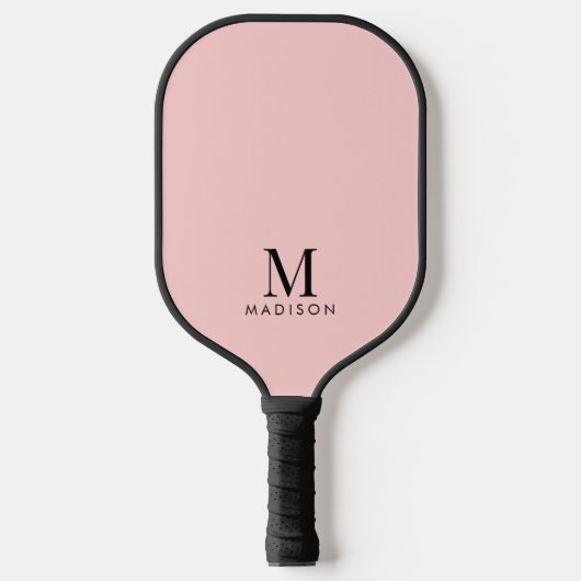 Moderne monogram naam Pastel Roze Pickleball Paddle (Voorkant)