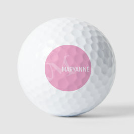 Moderne Monogram Naam Pret Pink Golfballen