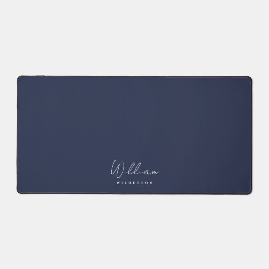 Moderne Monogram Naam Professioneel Donkerblauw Bureaumat (Voorkant)
