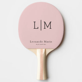 Moderne Monogram Naam Rood Rubber Achterkant Tafeltennisbatje