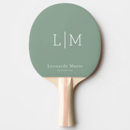Moderne Monogram Naam Rood Rubber Achterkant Tafeltennisbatje