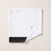 Moderne monogram naam Roze Flamingo Black Bad Handdoek (Wasdoekje)