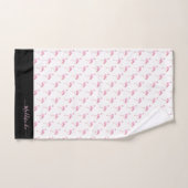 Moderne monogram naam Roze Flamingo Black Bad Handdoek (Handdoek)
