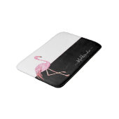 Moderne monogram naam Roze Flamingo Black Badmat (Gekanteld)