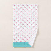 Moderne monogram Naam Roze Flamingo Blauwgroen Aqu Bad Handdoek (Handdoek)