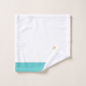 Moderne monogram Naam Roze Flamingo Blauwgroen Aqu Bad Handdoek (Wasdoekje)