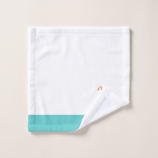 Moderne monogram Naam Roze Flamingo Blauwgroen Aqu Bad Handdoek (Wasdoekje)
