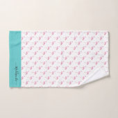 Moderne monogram Naam Roze Flamingo Blauwgroen Aqu Bad Handdoek (Handdoek)