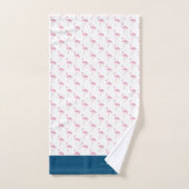 Moderne monogram Naam Roze Flamingo Blue Bad Handdoek (Handdoek)