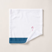 Moderne monogram Naam Roze Flamingo Blue Bad Handdoek (Wasdoekje)