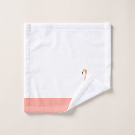 Moderne monogram Naam Roze Flamingo Blue Bath Tow Bad Handdoek (Wasdoekje)