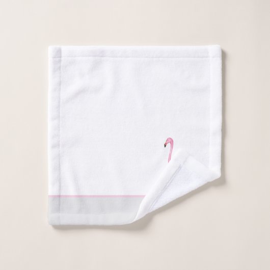 Moderne monogram naam Roze Flamingo Grey Bad Handdoek (Wasdoekje)