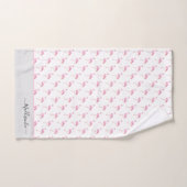 Moderne monogram naam Roze Flamingo Grey Bad Handdoek (Handdoek)