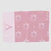 Moderne monogram Naam Roze Patroon Golfhanddoek (Horizontaal)