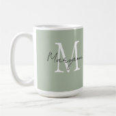 Moderne Monogram Naam Saliegroen Koffiemok (Links)