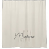 Moderne Monogram Naam Schrift Crème Douchegordijn (Voorkant)