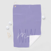 Moderne Monogram Naam Schrift Paars Golfhanddoek (Insitu)