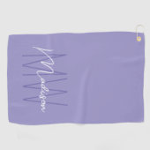 Moderne Monogram Naam Schrift Paars Golfhanddoek (Horizontaal)