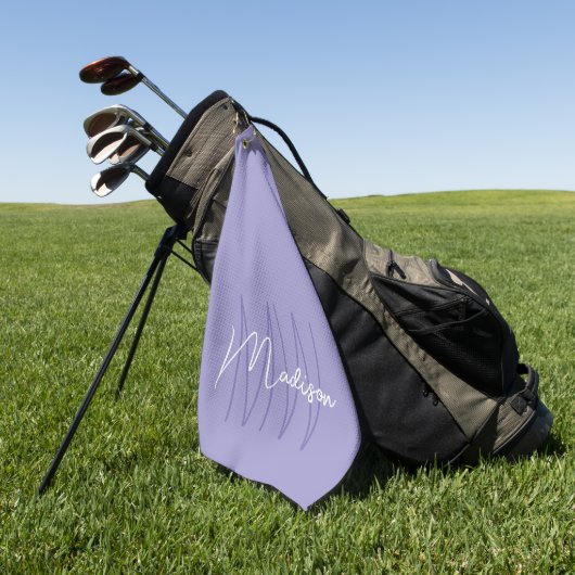 Moderne Monogram Naam Schrift Paars Golfhanddoek (Groen)