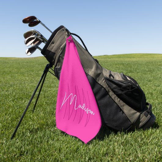 Moderne Monogram Naam Schrift Roze Golfhanddoek (Groen)