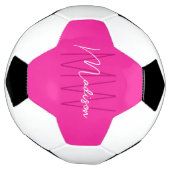 Moderne Monogram Naam Schrift Roze Voetbal (Gedraaid)