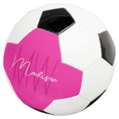 Moderne Monogram Naam Schrift Roze Voetbal (Drie kwart)