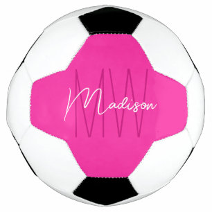 Moderne Monogram Naam Schrift Roze Voetbal