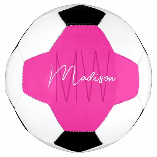 Moderne Monogram Naam Schrift Roze Voetbal (Voorkant)