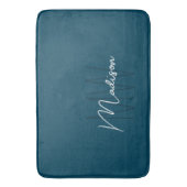 Moderne Monogram Naam Script Blauw Badmat (Voorkant Verticaal)