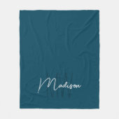 Moderne Monogram Naam Script Blauw Fleece Deken (Voorkant)