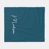 Moderne Monogram Naam Script Blauw Fleece Deken (Voorkant (Horizontaal))