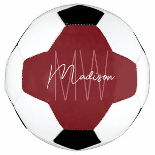 Moderne monogram naam script rood voetbal