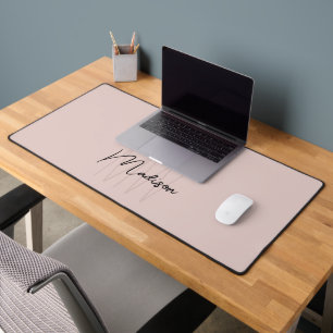 Moderne Monogram Naam Script Roze Bureaumat